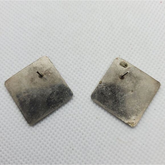 Vintage Silver, Red, & Gold Earrings - Picture 3 of 3